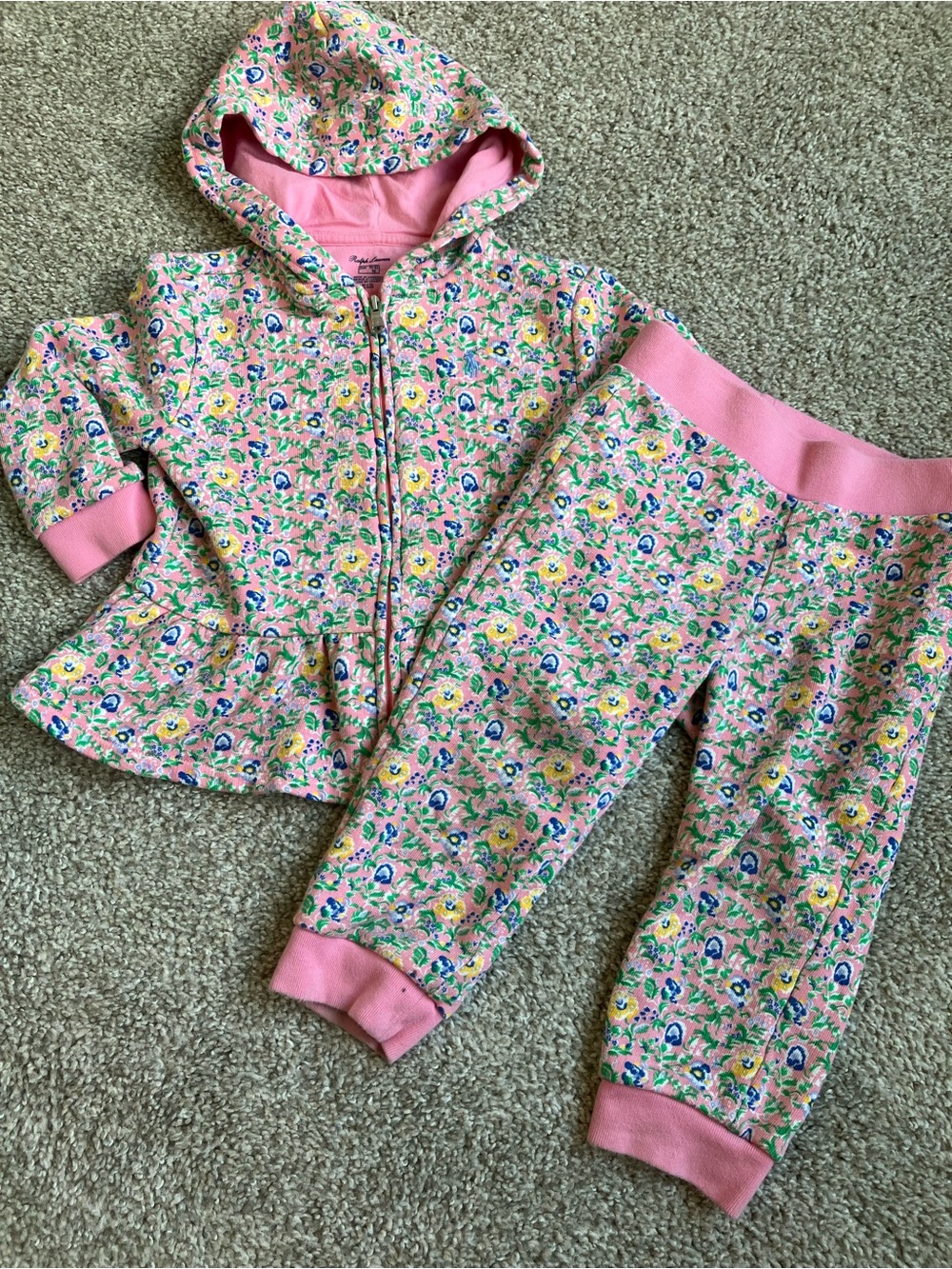 Ralph Lauren Pink Floral Hooded Set - 24 Month